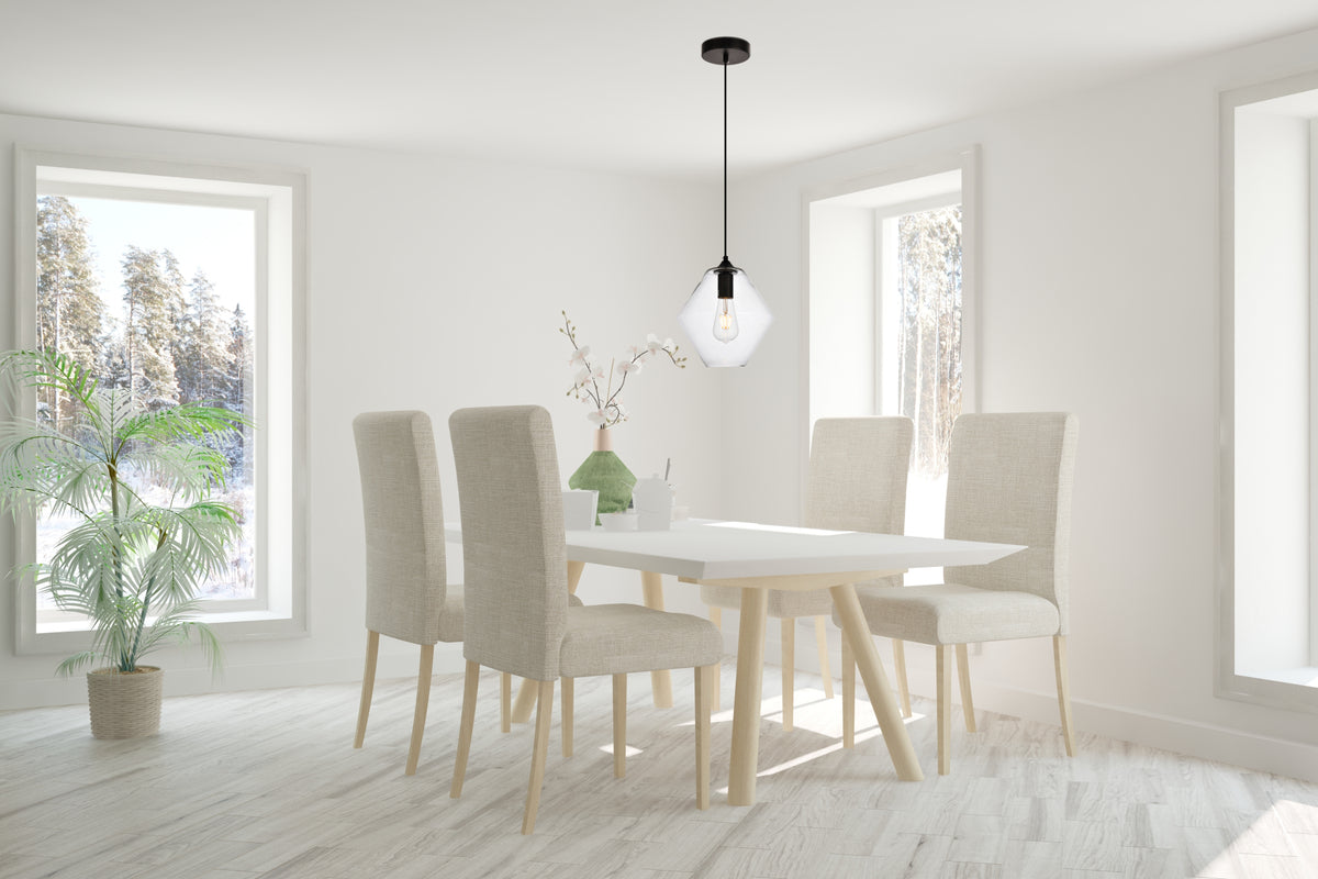 Placido Collection Pendant D9.4 H10.8 Lt:1 Black and Clear Finish