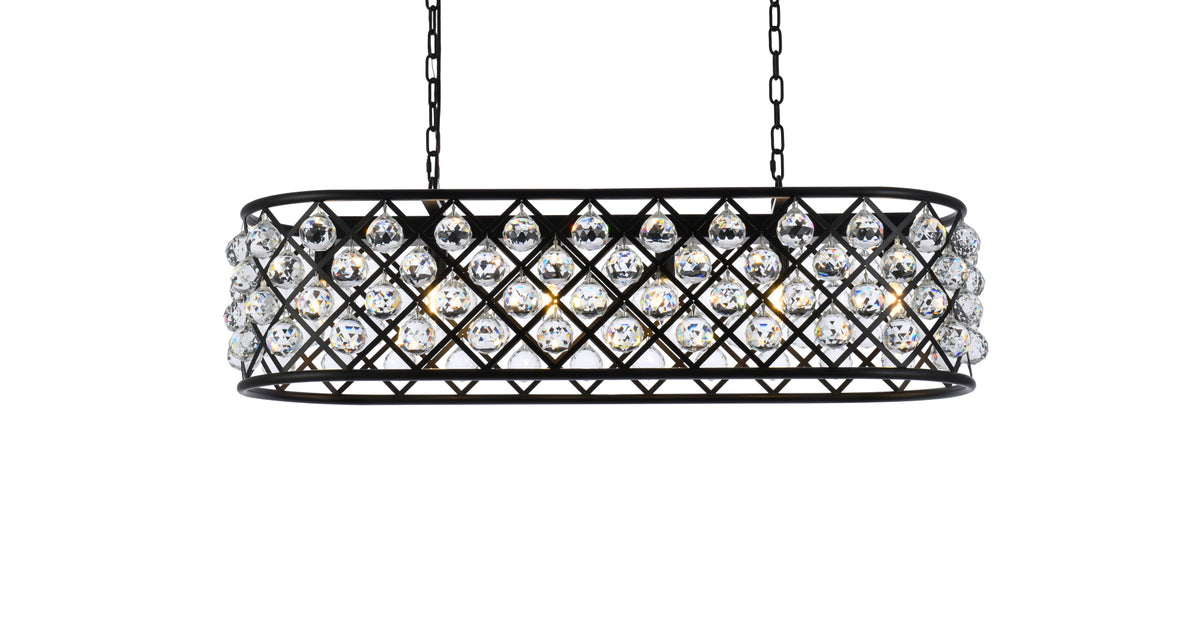 Madison 6 light Matte Black Chandelier Clear Royal Cut Crystal
