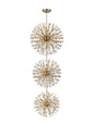 Vera 44 inch three tiers crystal starburst chandelier in satin gold