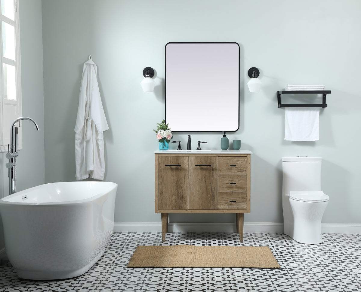 36 inch Single bathroom vanity in natural oak