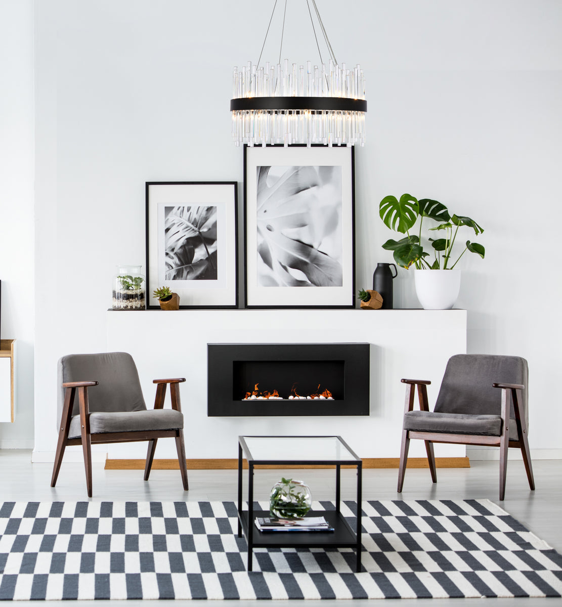 Dallas 25 inch round crystal pendant in black