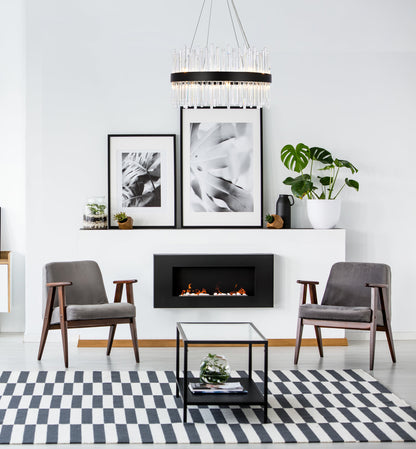 Dallas 25 inch round crystal pendant in black