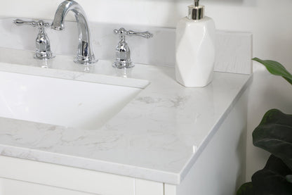 30 inch Single Bathroom Vanity in White with Backsplash