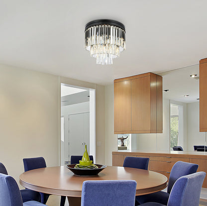 Sydney 9 light Matte Black Flush Mount Clear Royal Cut Crystal