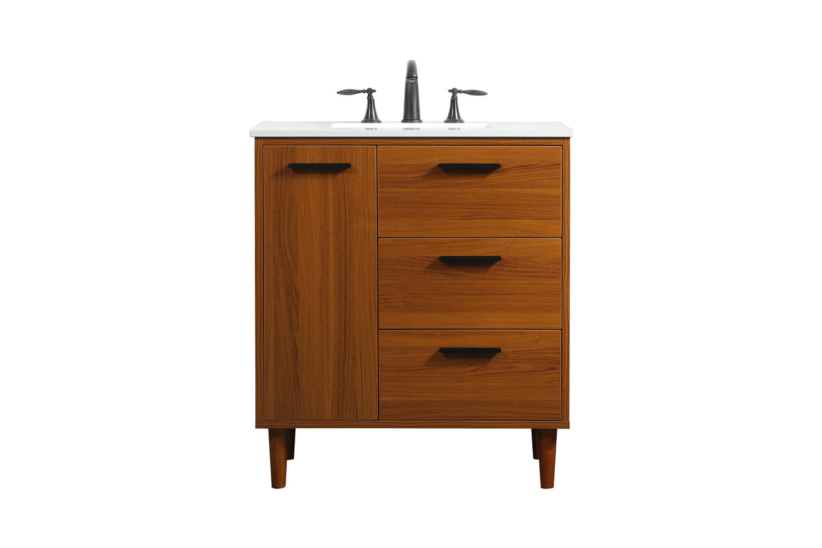 30 inch bathroom vanity in Teak