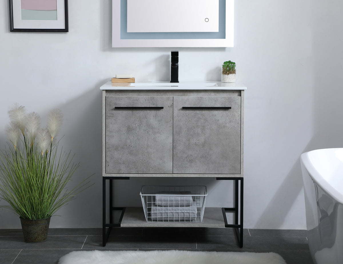 30 inch  Single Bathroom Vanity in Concrete Grey