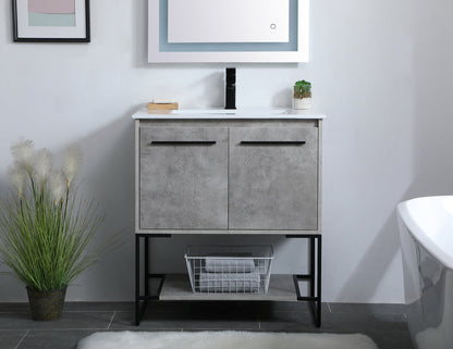 30 inch  Single Bathroom Vanity in Concrete Grey