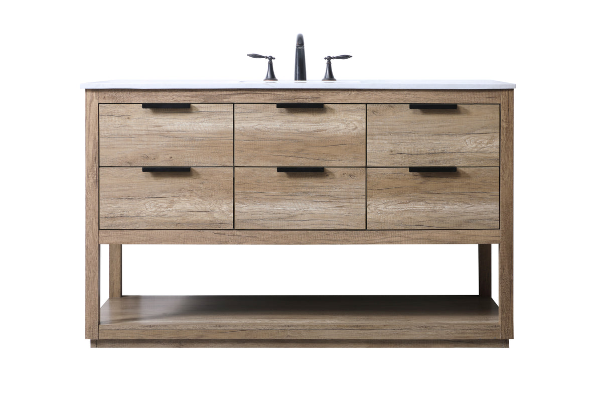 54 Inch SIngle Bathroom Vanity In Natural Oak