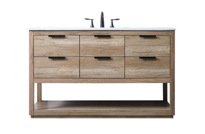 54 Inch SIngle Bathroom Vanity In Natural Oak