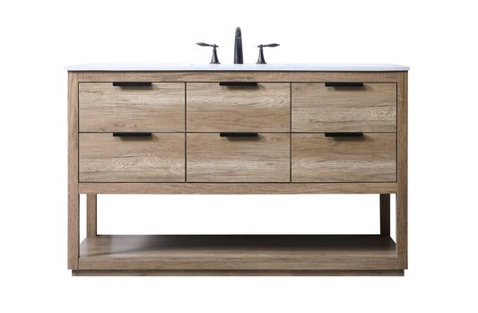 54 Inch SIngle Bathroom Vanity In Natural Oak