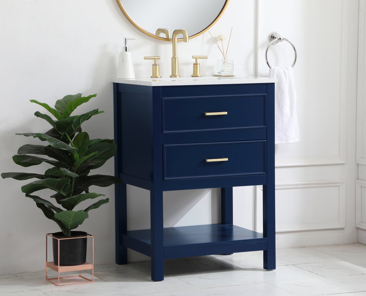 24 inch Single Bathroom Vanity in Blue