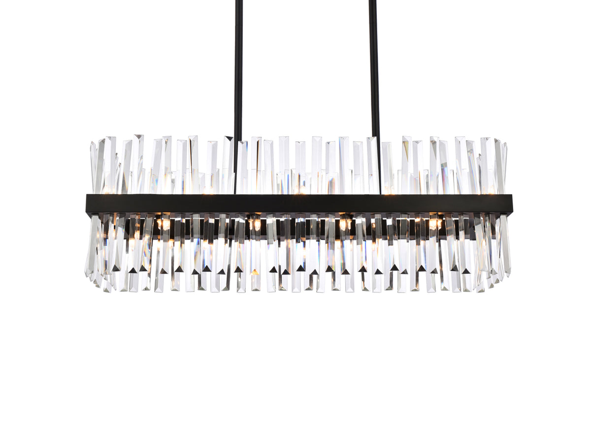 Serephina 36 inch crystal rectangle chandelier light in black