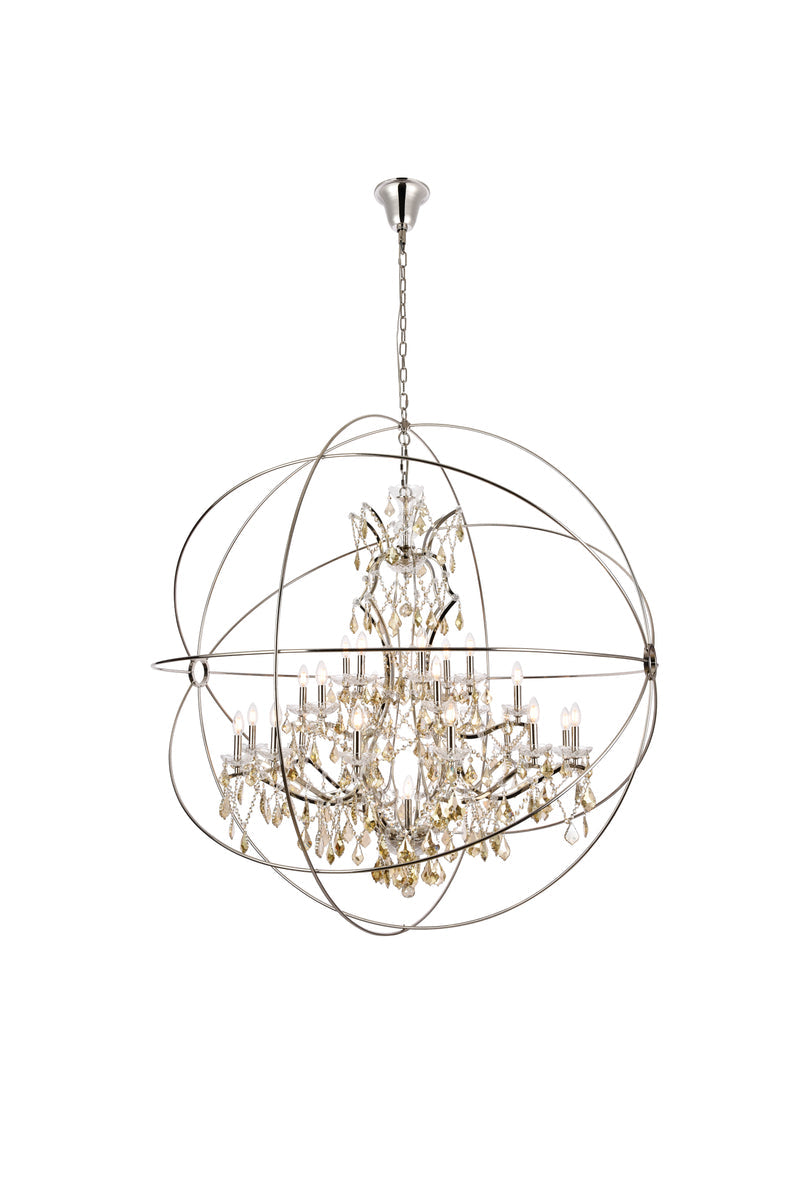 Geneva 25 light polished nickel Chandelier Golden Teak (Smoky) Royal Cut crystal