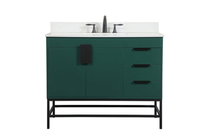 42 inch Single bathroom vanity in green with backsplash