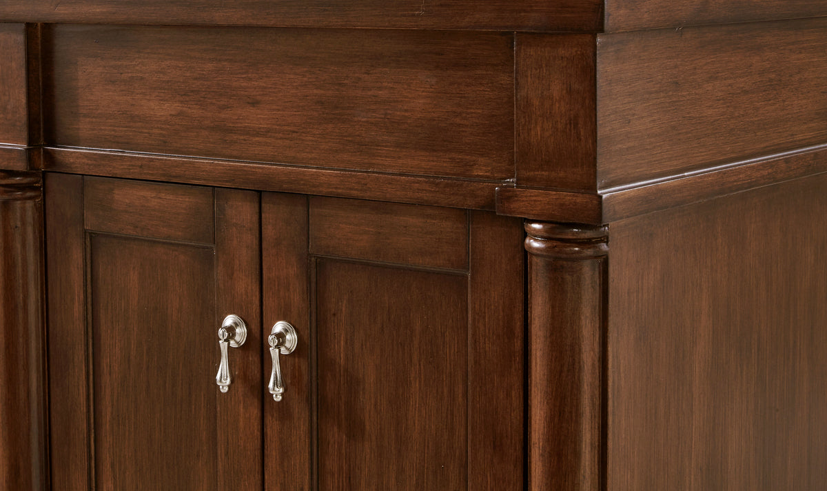 24 inch Single Bathroom vanity in Walnut with ivory white engineered marble