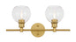 Collier 2 light Brass and Clear glass Wall sconce