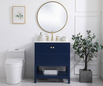 30 inch Single Bathroom Vanity in Blue