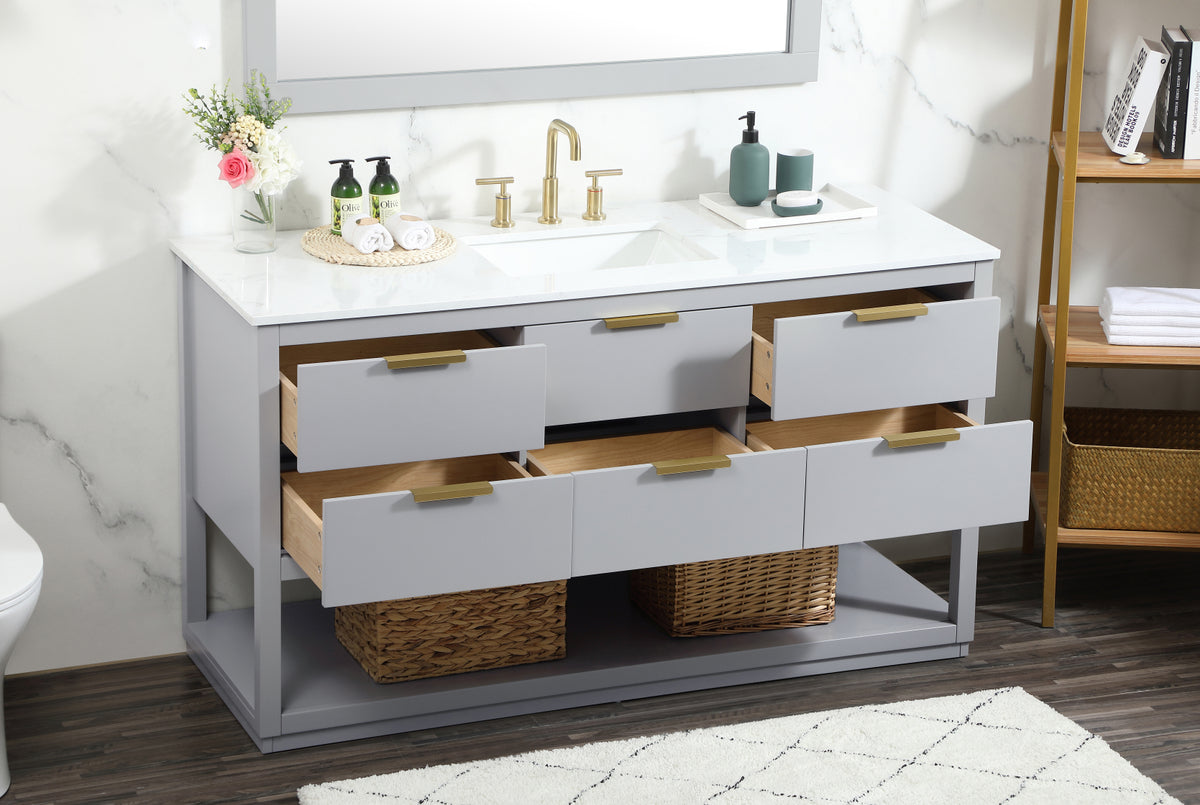 60 inch Single bathroom vanity in grey