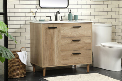 36 inch Single bathroom vanity in natural oak