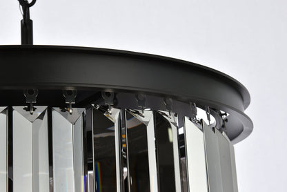 Sydney 6 light Matte Black Pendant Silver Shade (Grey) Royal Cut Crystal