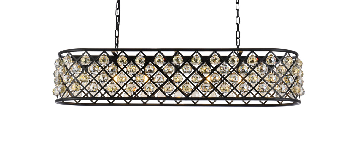 Madison 7 light Matte Black Chandelier Golden Teak (Smoky) Royal Cut Crystal