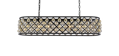 Madison 7 light Matte Black Chandelier Golden Teak (Smoky) Royal Cut Crystal