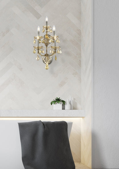 Maria Theresa 5 light Golden Teak Wall Sconce Golden Teak (Smoky) Royal Cut Crystal