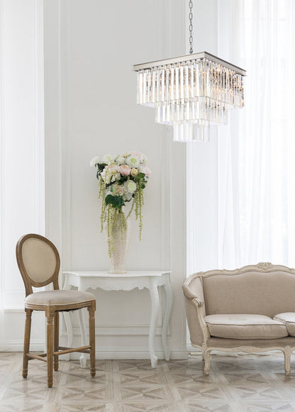 Sydney 21.5 inch square crystal chandelier in polished nickel