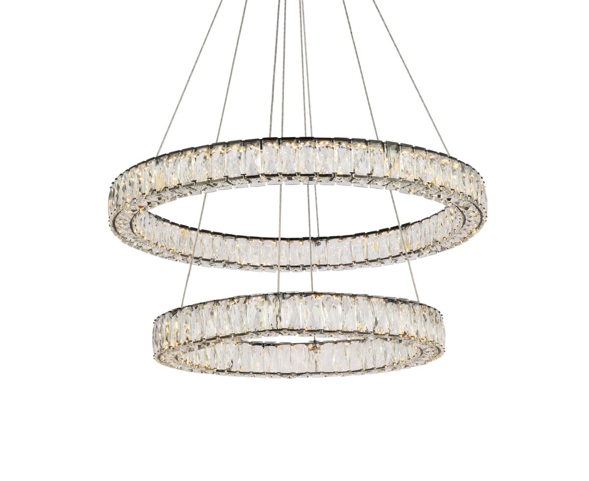 Monroe 32 inch LED double ring chandelier in black