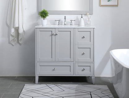 36 inch Single Bathroom Vanity in Grey with Backsplash