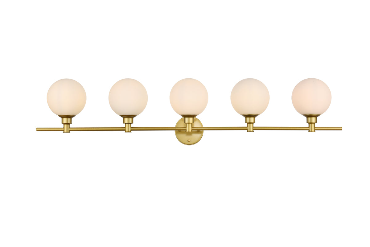 Cordelia 5 light Brass and frosted white Bath Sconce