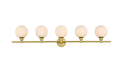 Cordelia 5 light Brass and frosted white Bath Sconce