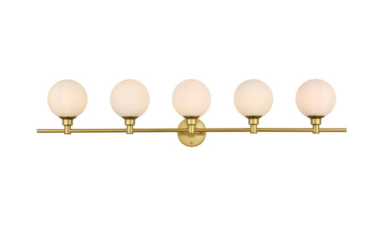 Cordelia 5 light Brass and frosted white Bath Sconce