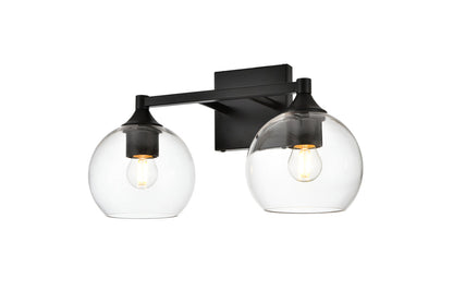 Foster 2 light Black and Clear Bath Sconce