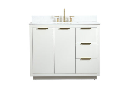 42 inch Single bathroom vanity in white with backsplash
