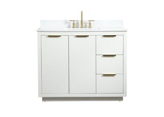 42 inch Single bathroom vanity in white with backsplash