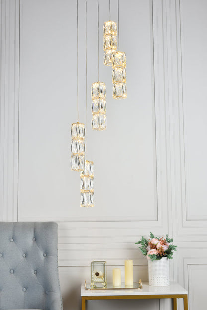 Polaris LED light Gold Pendant Clear Crystal