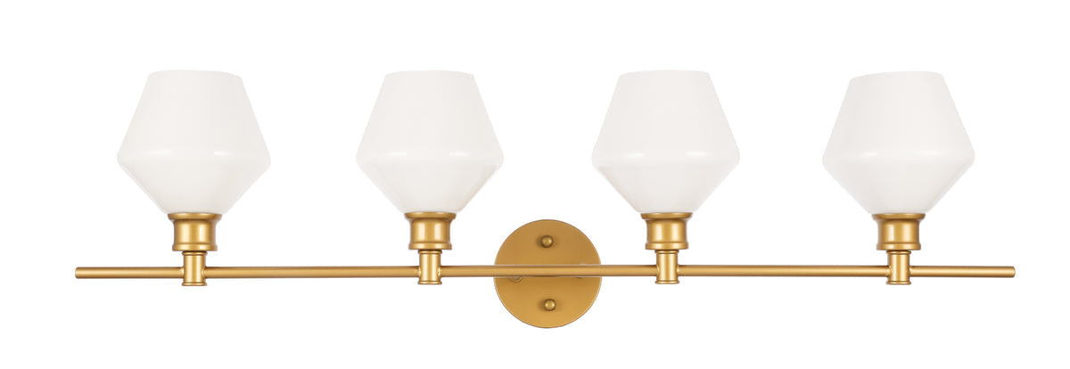 Gene 4 light Brass and Frosted white glass Wall sconce