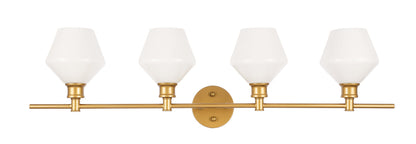 Gene 4 light Brass and Frosted white glass Wall sconce