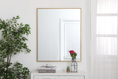 Metal frame rectangle mirror 30 inch in Brass