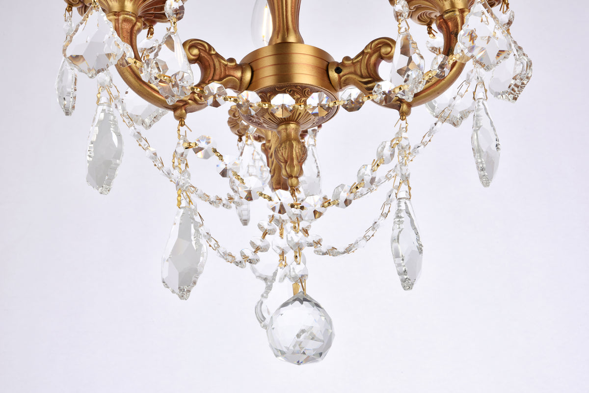Rosalia 3 light French Gold Flush Mount Clear Royal Cut Crystal