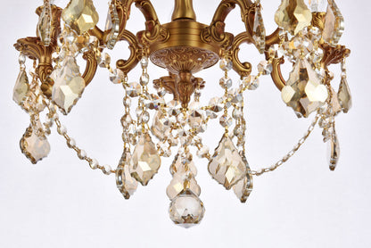 Rosalia 5 light French Gold Flush Mount Golden Teak (Smoky) Royal Cut Crystal