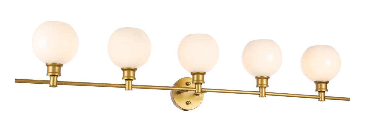 Collier 5 light Brass and Frosted white glass Wall sconce