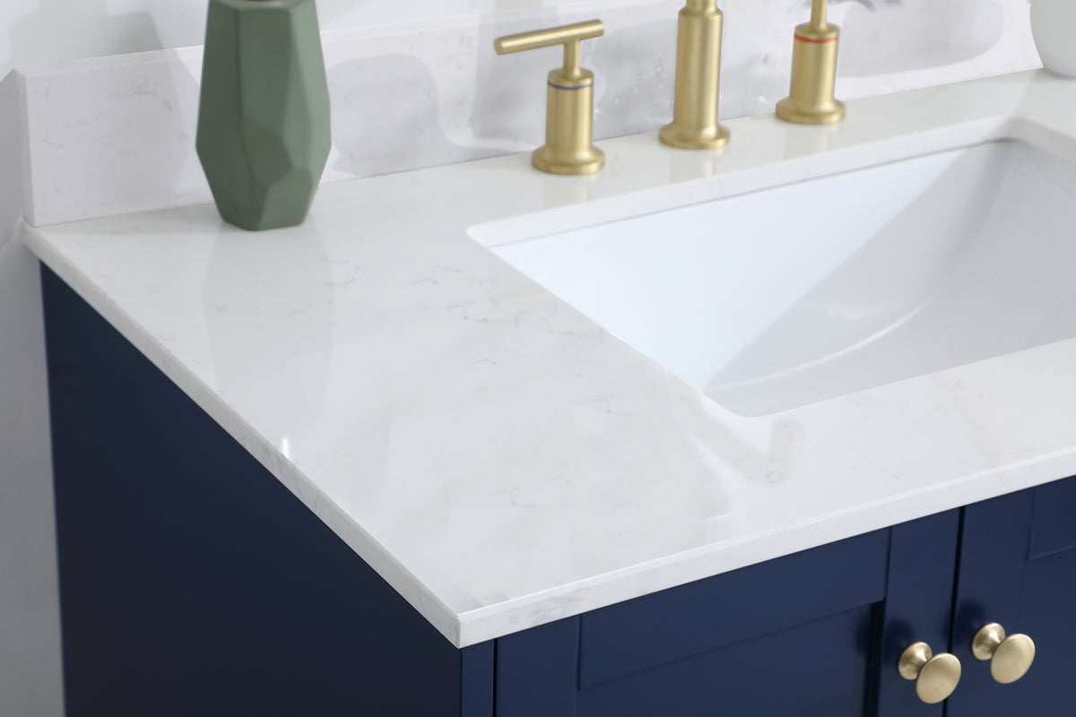 36 inch Single Bathroom Vanity in Blue with Backsplash