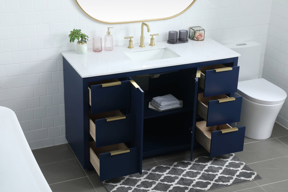 54 Inch SIngle Bathroom Vanity In Blue