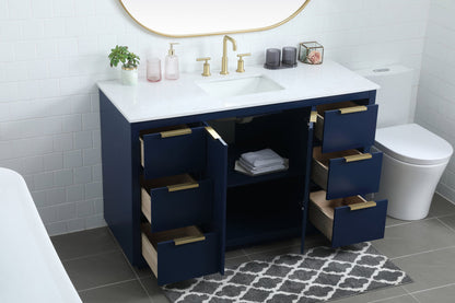 54 Inch SIngle Bathroom Vanity In Blue