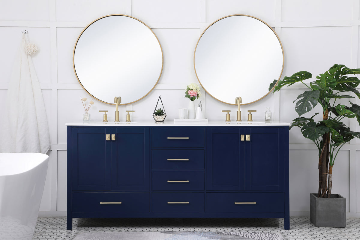 72 inch Double Bathroom Vanity in Blue