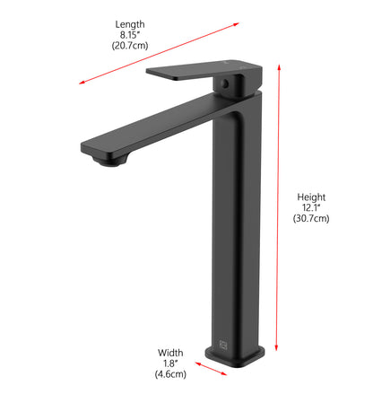 Lena Single Hole Single Handle Bathroom Faucet in Matte Black