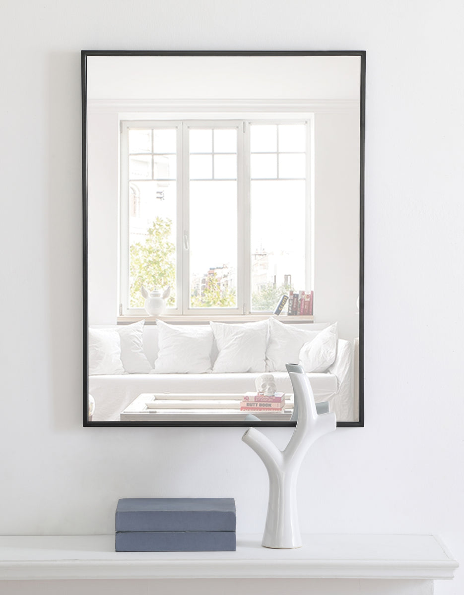 Metal frame Rectangle Mirror 24 inch Black finish