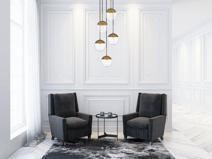 Eclipse 5 Lights Brass Pendant With Clear Glass